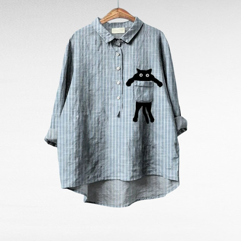 Blusa vintage elegante para mujer, ideal primavera/verano, fluida y transpirable, estilo casual de moda.
