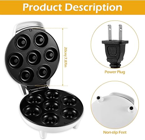 Crea mini donas perfectas para el desayuno con esta máquina eléctrica. Excelente para postres caseros y un regalo original.