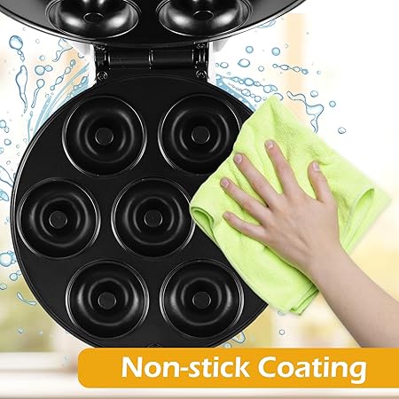 Máquina de cocina eléctrica para mini donas caseras. Superficie antiadherente que facilita la repostería y desayunos dulces.