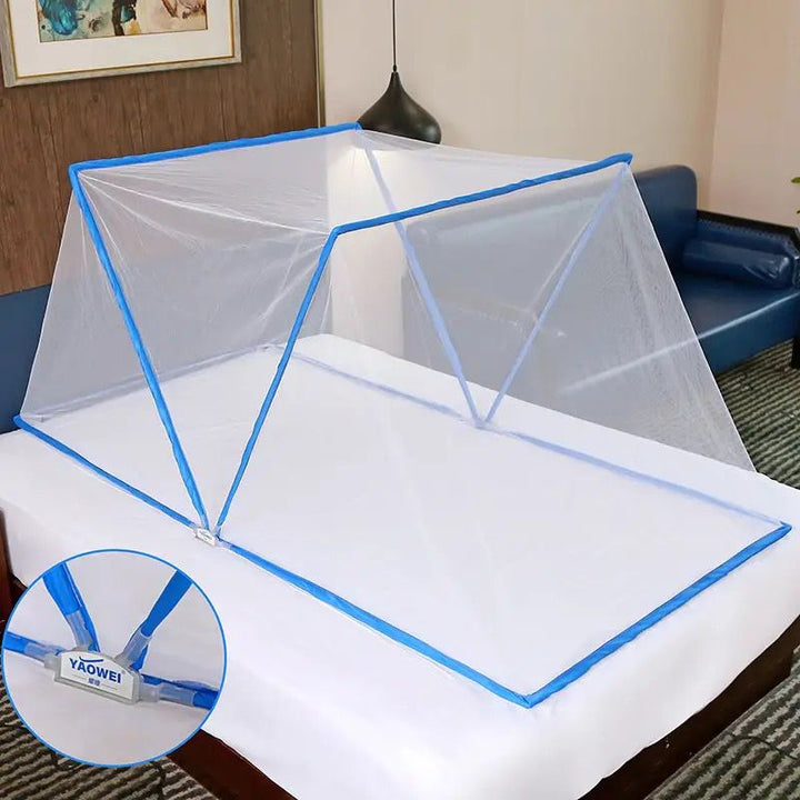 Mosquitera de cama plegable y portátil, perfecta para viajes y protección efectiva contra insectos.