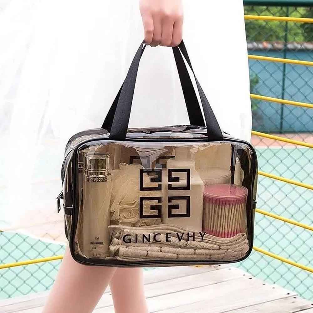 Bolsa organizadora de viaje portátil y transparente. Ideal para ver y acceder fácilmente a tus cosméticos y artículos de tocador.