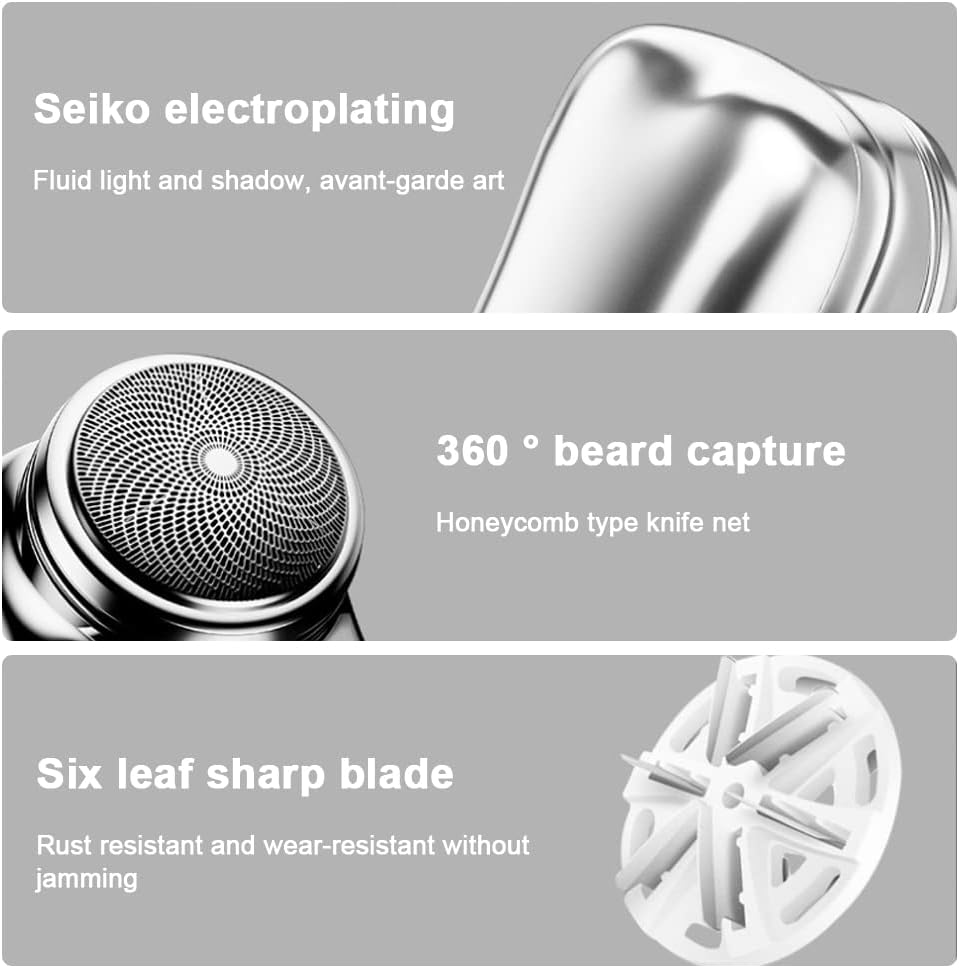 Kit de afeitado para hombre: afeitadora eléctrica portátil, perfecta para viajes. Limpieza fácil, resistente al agua.