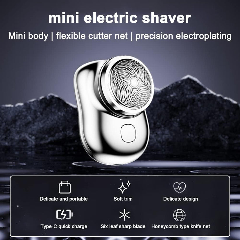 Afeitadora eléctrica de viaje para hombre, diseño compacto y ergonómico. Afeitado suave y sin irritación.