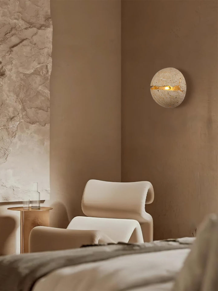 Lámpara de pared de travertino natural, adecuada para iluminación interior y exterior cubierta.