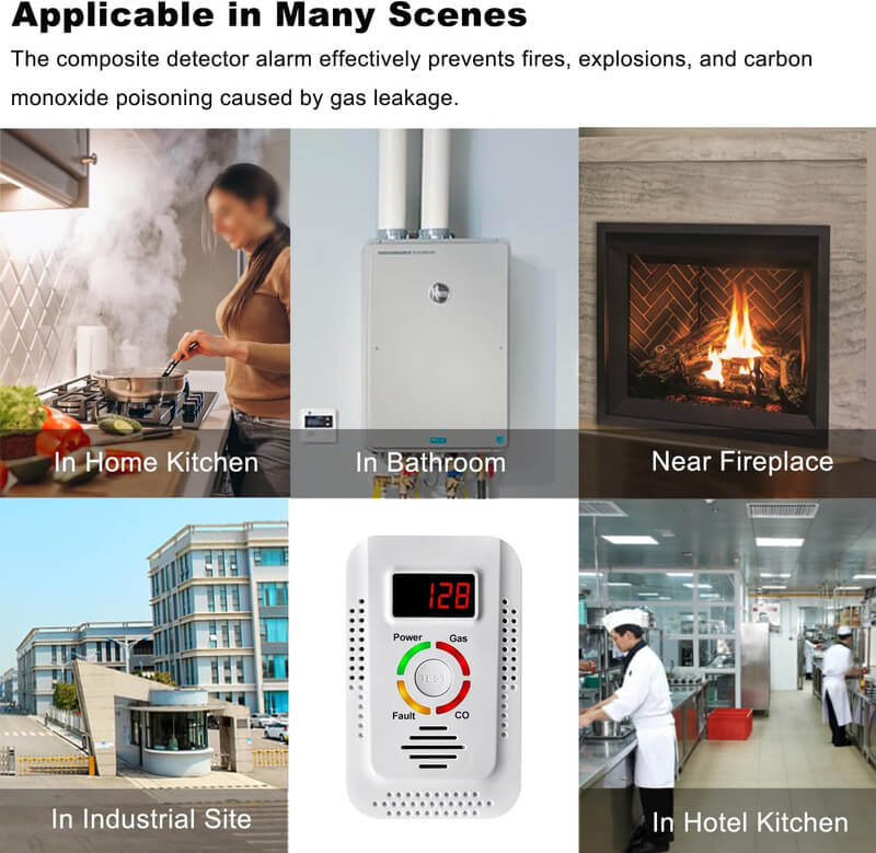 Protege tu hogar con este detector de gas y CO. Alarma contra monóxido de carbono y fugas.