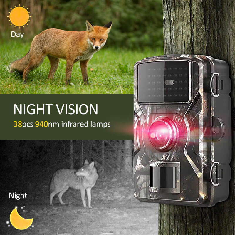 Cámara de caza 16MP 1080P, impermeable IP66, con sensor de movimiento y visión nocturna para exteriores.