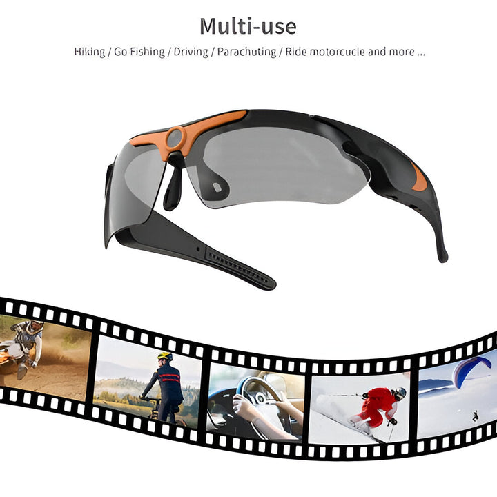 Gafas de sol con cámara integrada, grabadora de video HD. Ideales para capturar momentos discretamente.