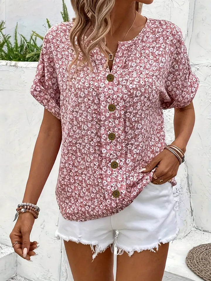 Top de moda para mujer, estilo relajado con botones, versátil para outfits casuales de verano o playa.