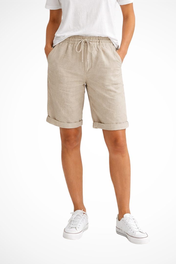 Pantalón capri de lino relajado para mujer, ideal para un estilo casual y fresco de verano.