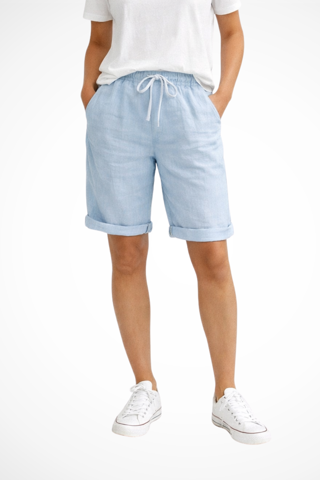 Capri de lino transpirable para mujer, ofrece comodidad y frescura para outfits diarios de verano.