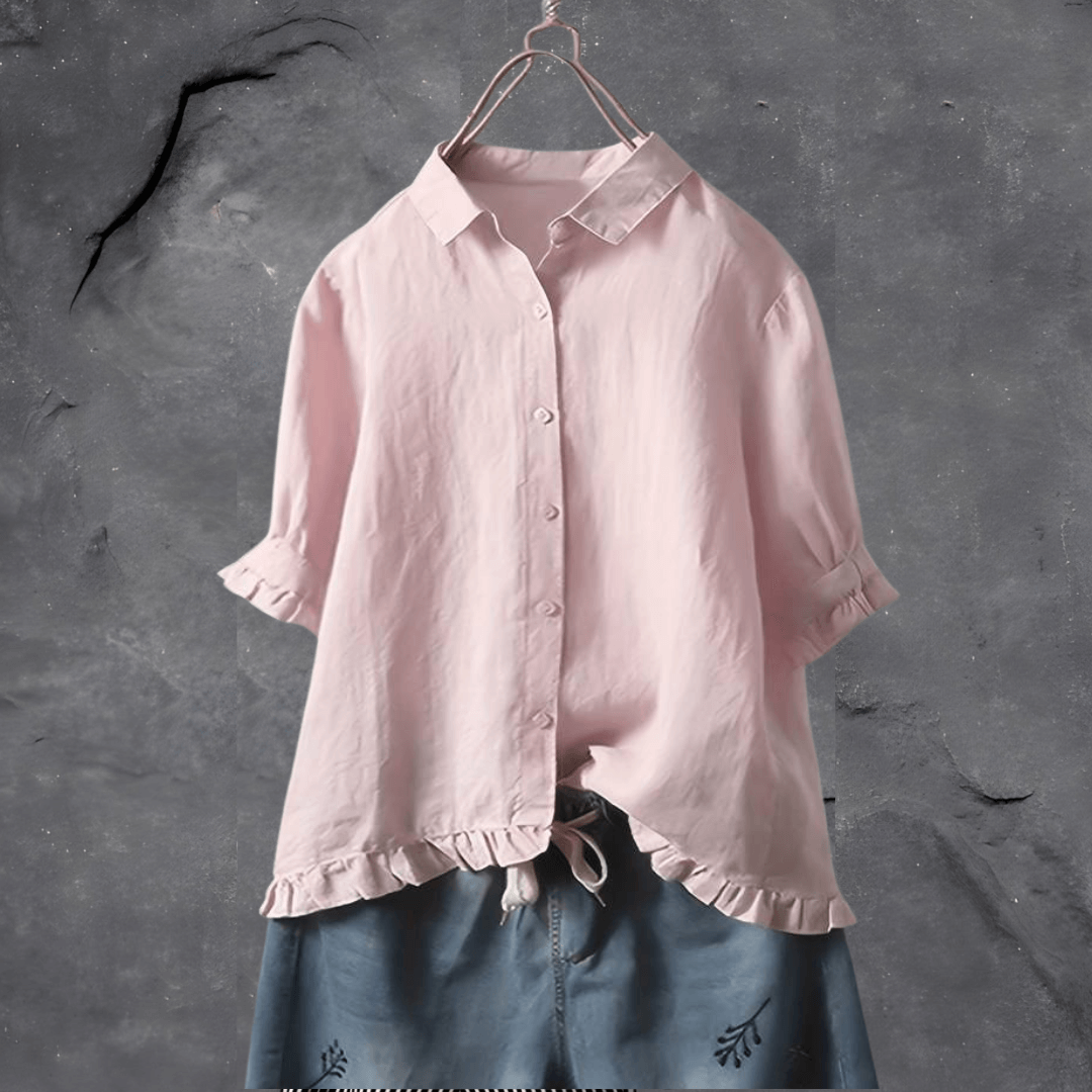 Ropa de moda: camisa de mujer en algodón 100% transpirable, manga larga. Confort y estilo para cualquier ocasión.