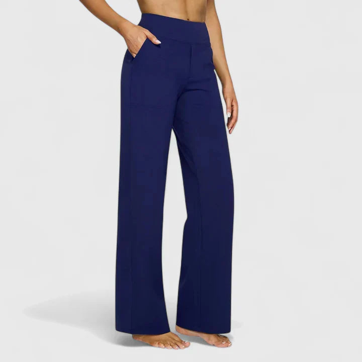 Pantalones rectos de mujer para diario, estilo casual elegante, con prácticos bolsillos.