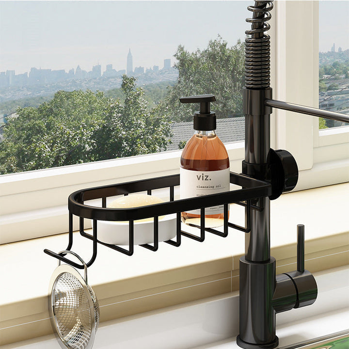 Moderno organizador de ducha de pared, de aluminio inoxidable, fácil instalación sin taladro.