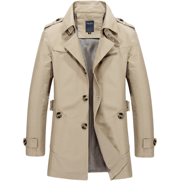 Gabardina hombre impermeable y resistente al agua, estilo militar, una prenda exterior clave para otoño y primavera.