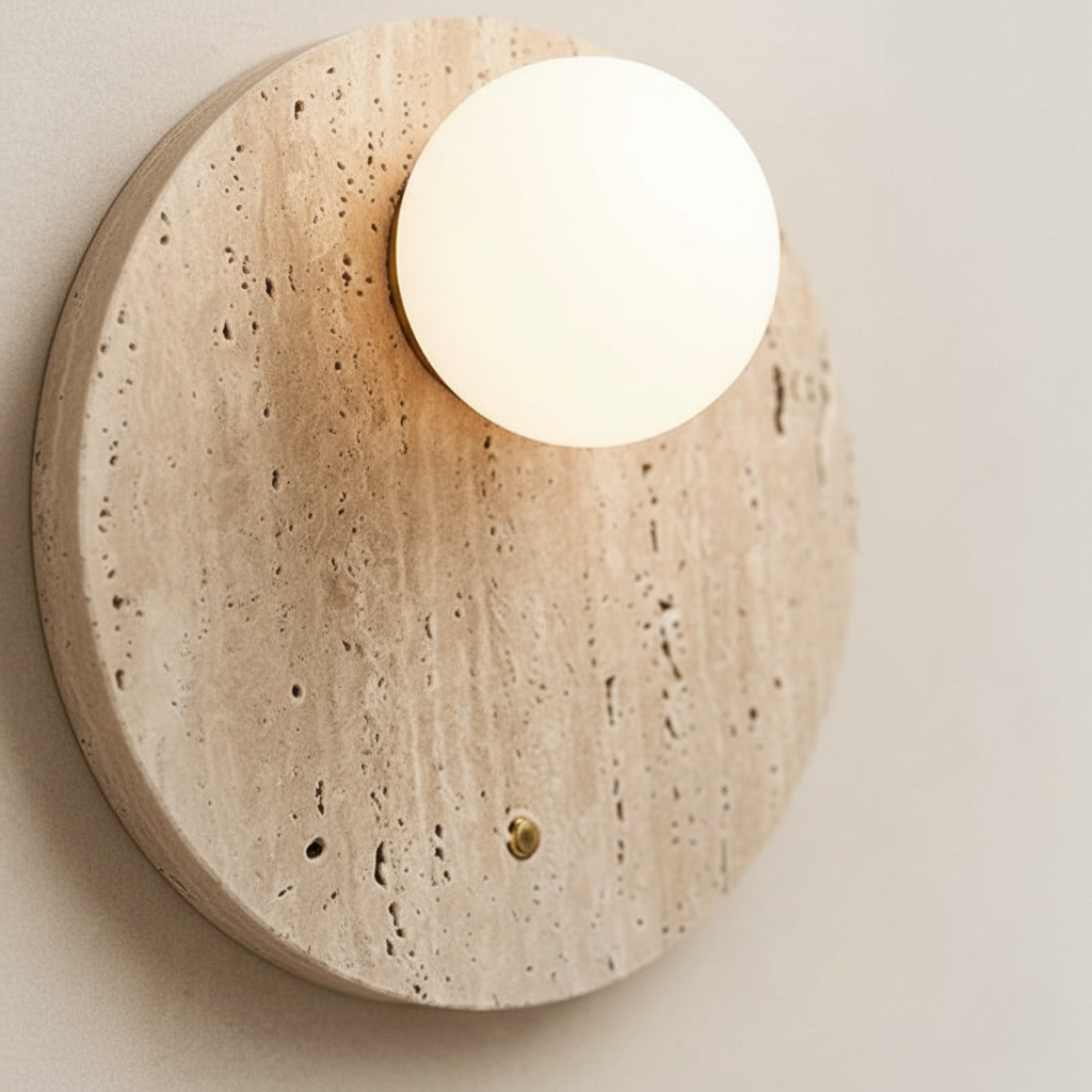 Decoración hogar: lámpara de pared Wabi-Sabi, luz cálida natural. Un aplique minimalista para ambientes acogedores.