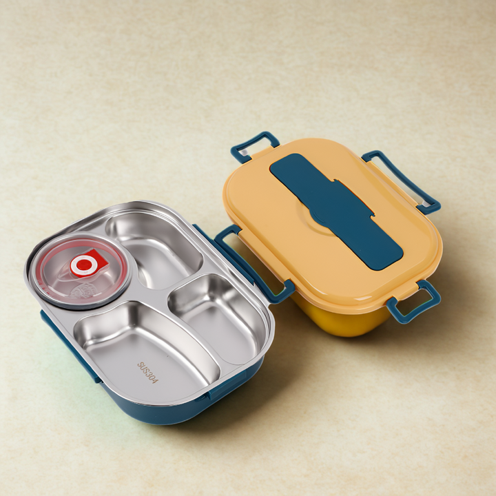 Caja térmica antiderrame de acero inoxidable. Perfecta para almuerzos frescos en tus viajes y aventuras.