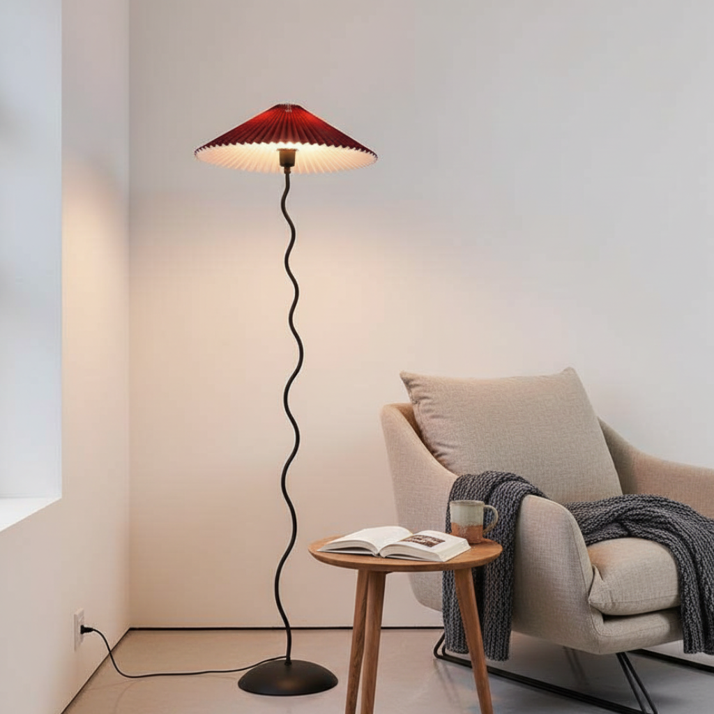 Lámpara de pie ajustable Élan Silhouette. Luz cálida LED para dormitorios modernos.