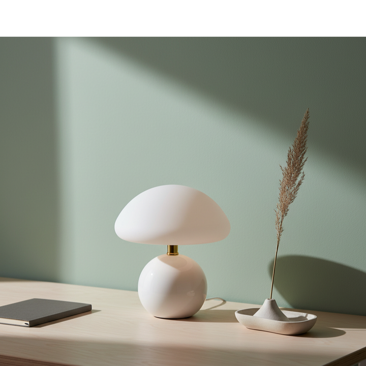Lámpara de mesa hongo LED, diseño moderno y minimalista, perfecta para iluminación decorativa y luz ambiente.