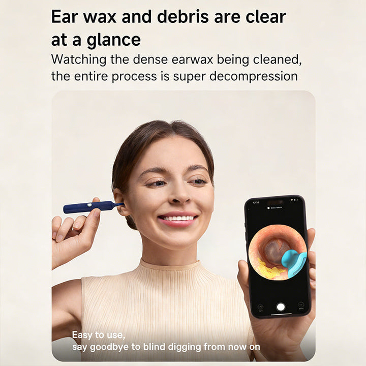 Herramienta de oído con luz y cámara HD, ilumina el canal para una limpieza de cerumen exhaustiva.
