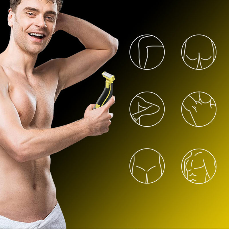 Depilación corporal sin irritación para hombres. Afeitadora húmeda y seca, ideal para la higiene y el cuidado personal en viajes.