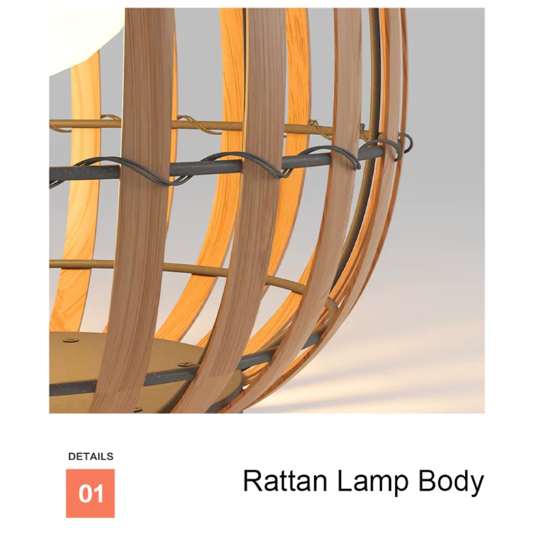 Lámpara solar impermeable de rattan para exteriores. Ideal para jardín, patio, terraza y balcón.