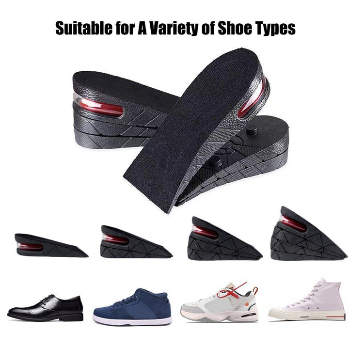 Plantillas cómodas y discretas para elevar tu altura en cualquier zapato. Diseño unisex para un incremento natural.