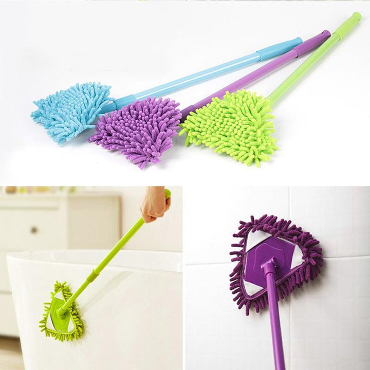 Mopa triangular ajustable y rotatoria que facilita la limpieza eficiente de suelos en cualquier hogar.