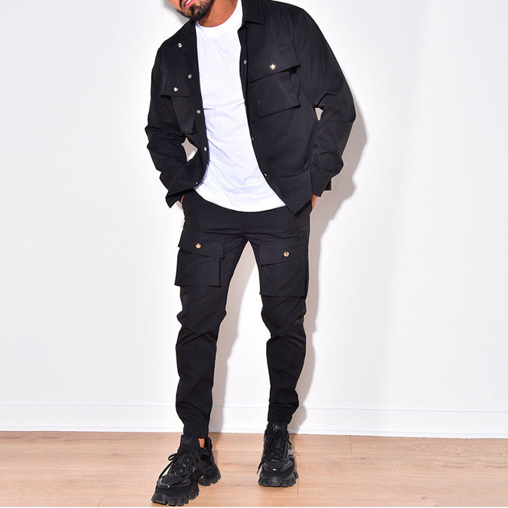Conjunto cargo de hombre: sudadera y pantalón. Ideal para estilo urbano, ropa casual y moda masculina.