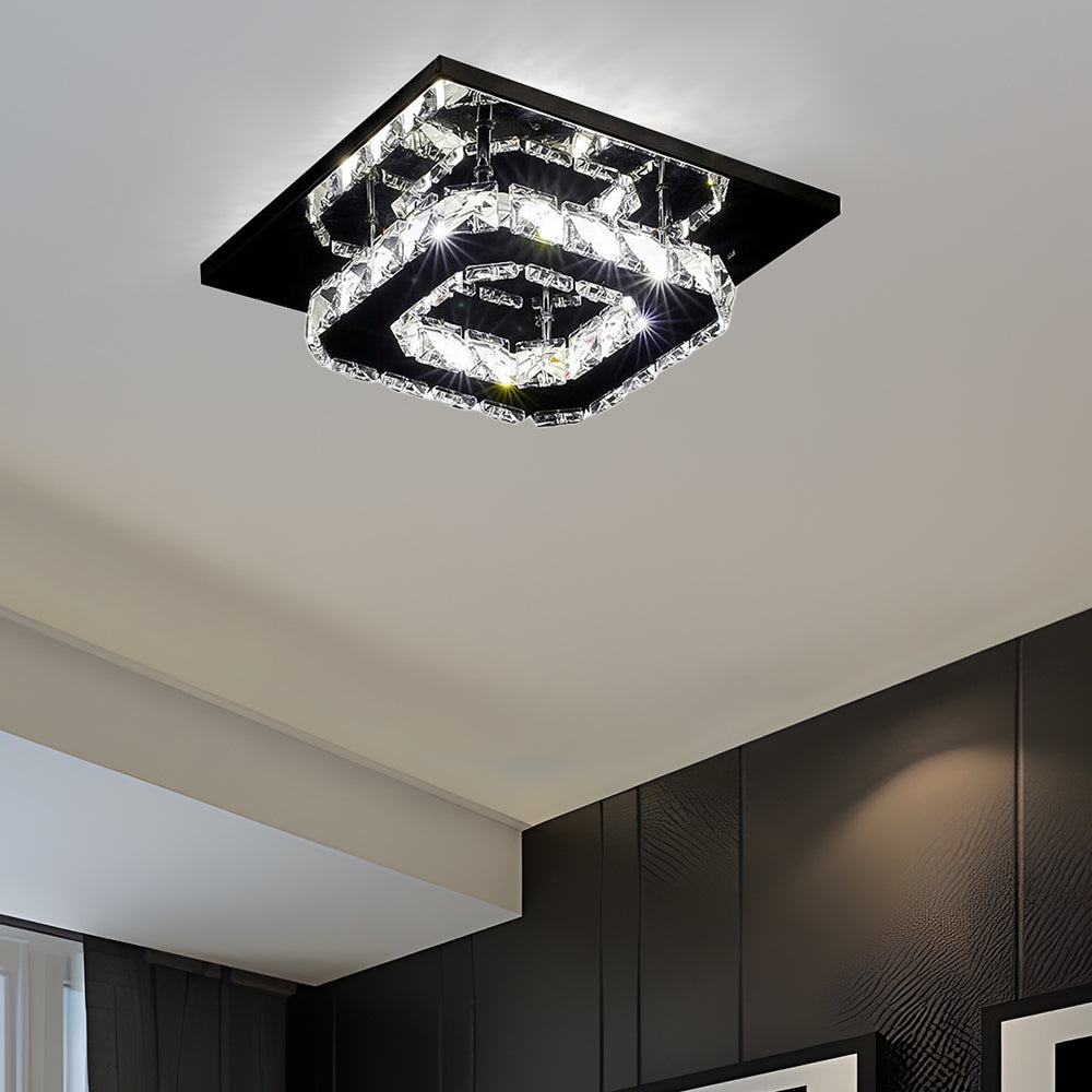 Lámpara de techo LED de cristal ideal para dormitorio: luz suave, diseño moderno y elegante.