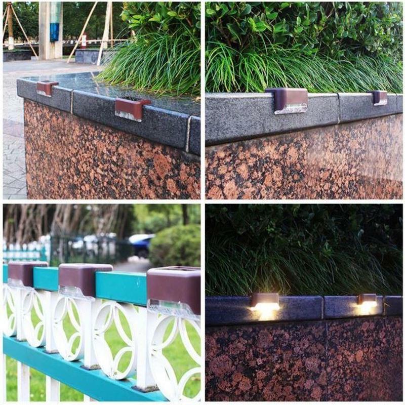 Iluminación exterior solar LED para escaleras. Pack de 4 luces resistentes para jardín y zonas comunes.