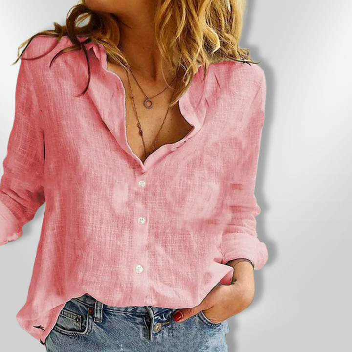Elegante camisa de mujer manga larga con estampado de aves, blusa versátil para cualquier ocasión casual.