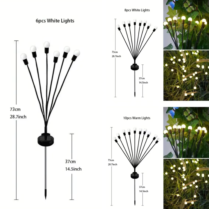 Iluminación LED solar para caminos de jardín. Luces Firefly impermeables que guían y decoran con estilo.