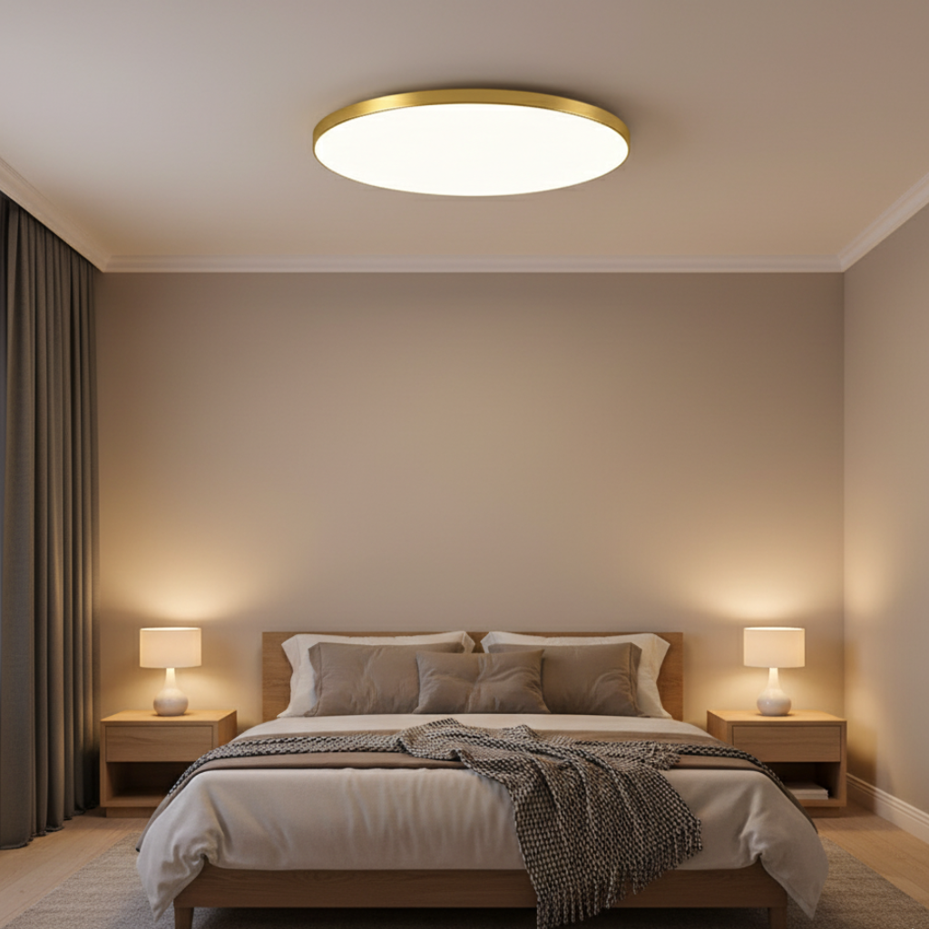 Luz de techo LED para dormitorio, diseño minimalista que ahorra energía y decora.