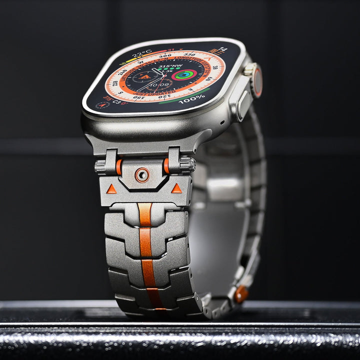 Correa de reloj inteligente metálica con cierre de seguridad. Estilo versátil para cualquier ocasión.