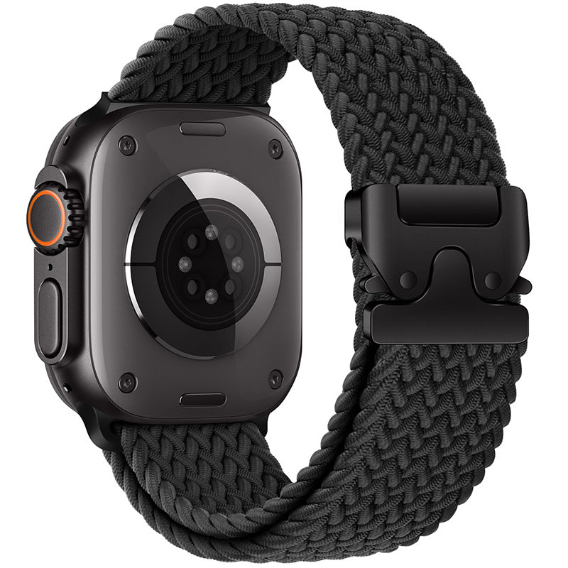 Correa duradera de nylon trenzado para smartwatch, accesorio resistente y de estilo.