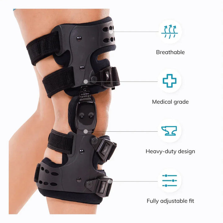 Rodillera para recuperación post-osteoartritis, brinda alivio del dolor y soporte cómodo.