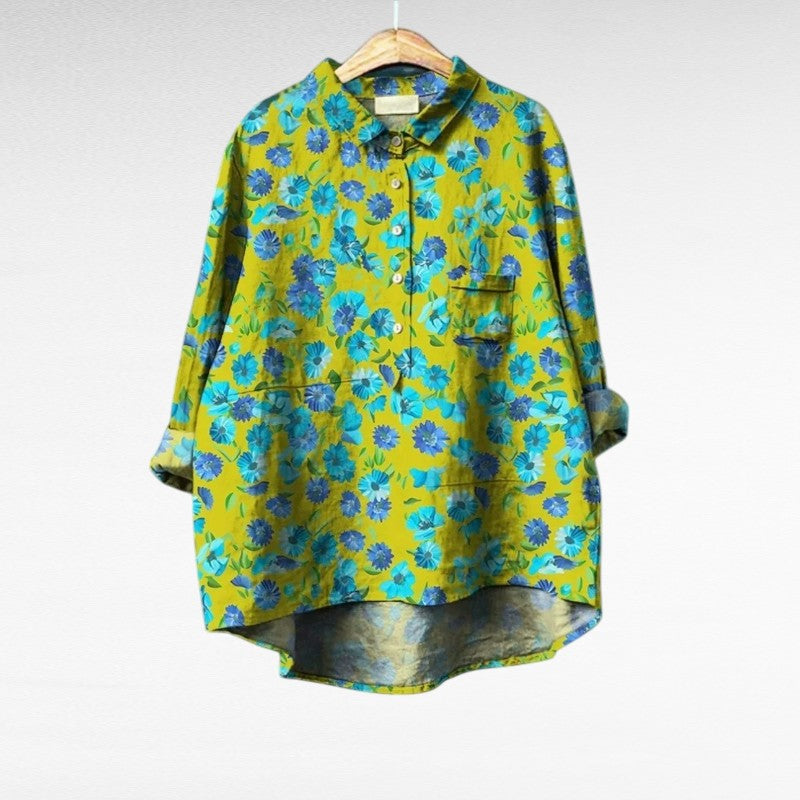 Blusa vintage elegante para mujer, estilo clásico atemporal. Ideal primavera/verano, ligera y cómoda. Perfecta casual u oficina.