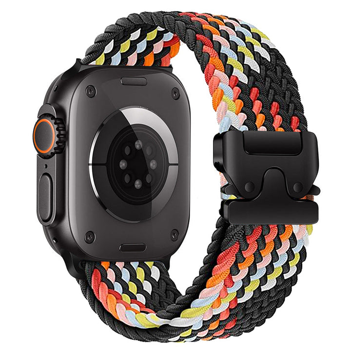 Correa de nylon ajustable para smartwatch, cómoda y unisex con cierre rápido.