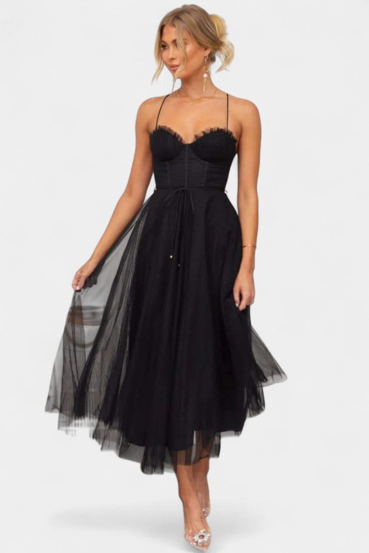 Vestido midi elegante para mujer, estilo fiesta y cóctel, marca Eileen.