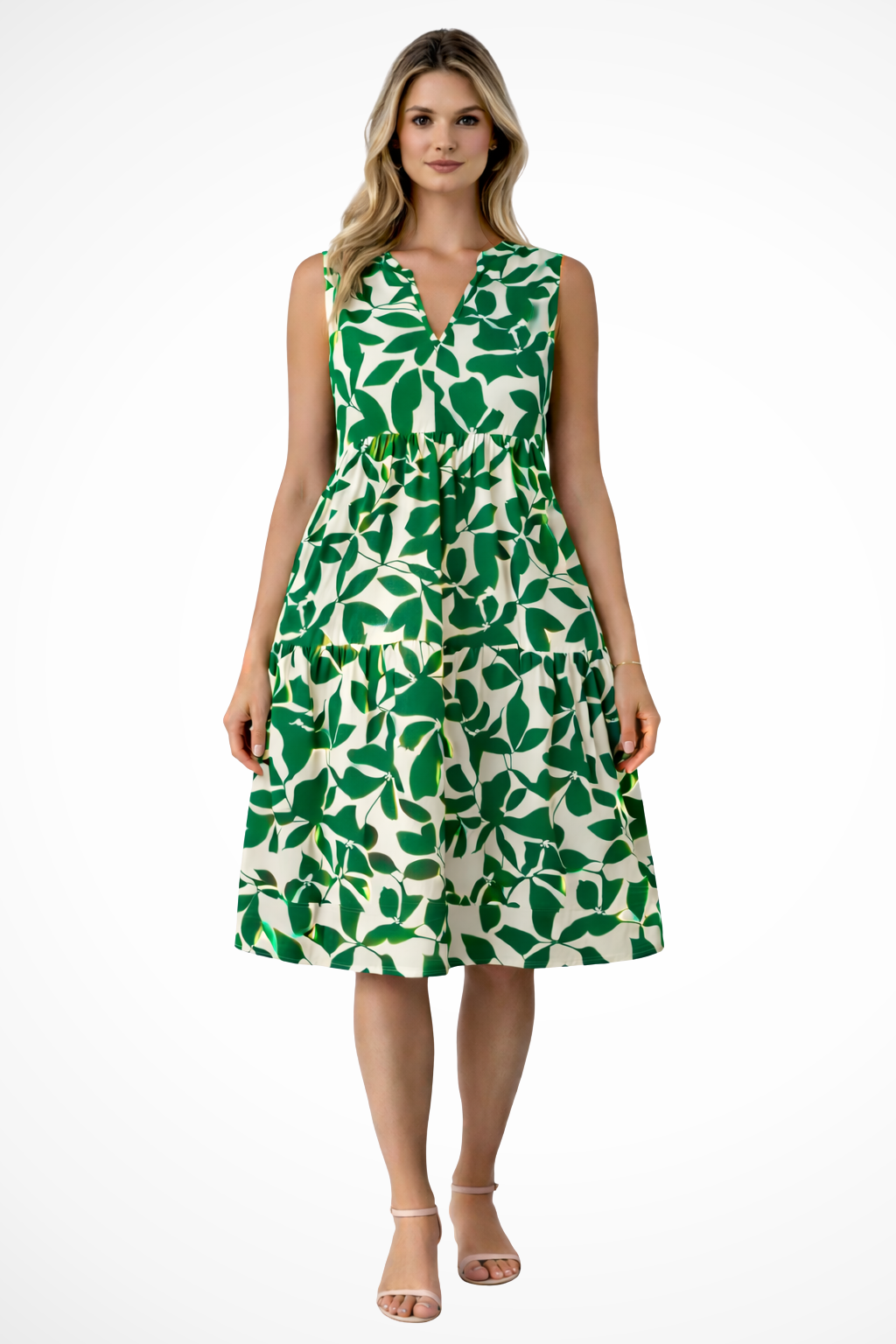 Vestido midi ligero y fresco para mujer, estilo bohemio sin mangas, ideal para días de verano y playa.