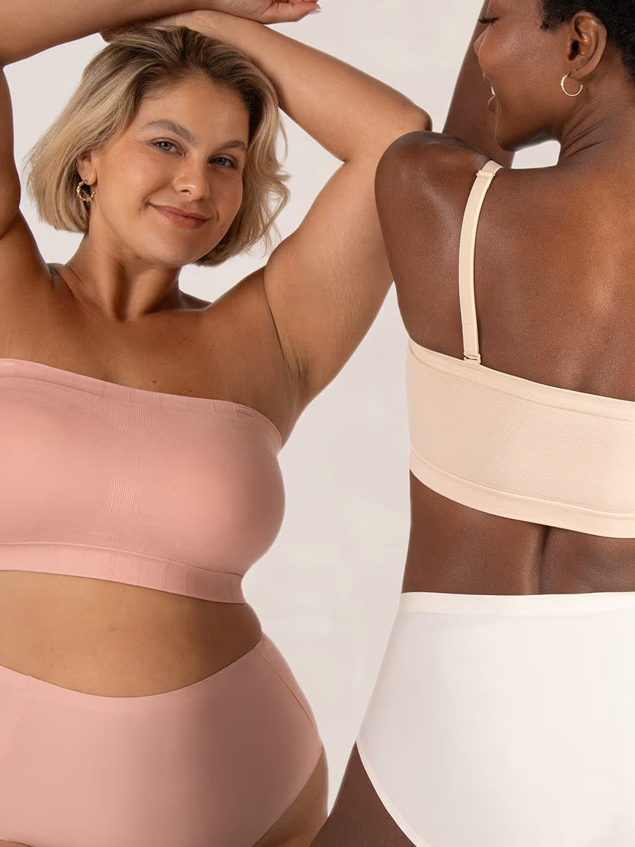 Bandeau sin tirantes y liso, diseñado para ser invisible bajo la ropa, un básico versátil para mujer.