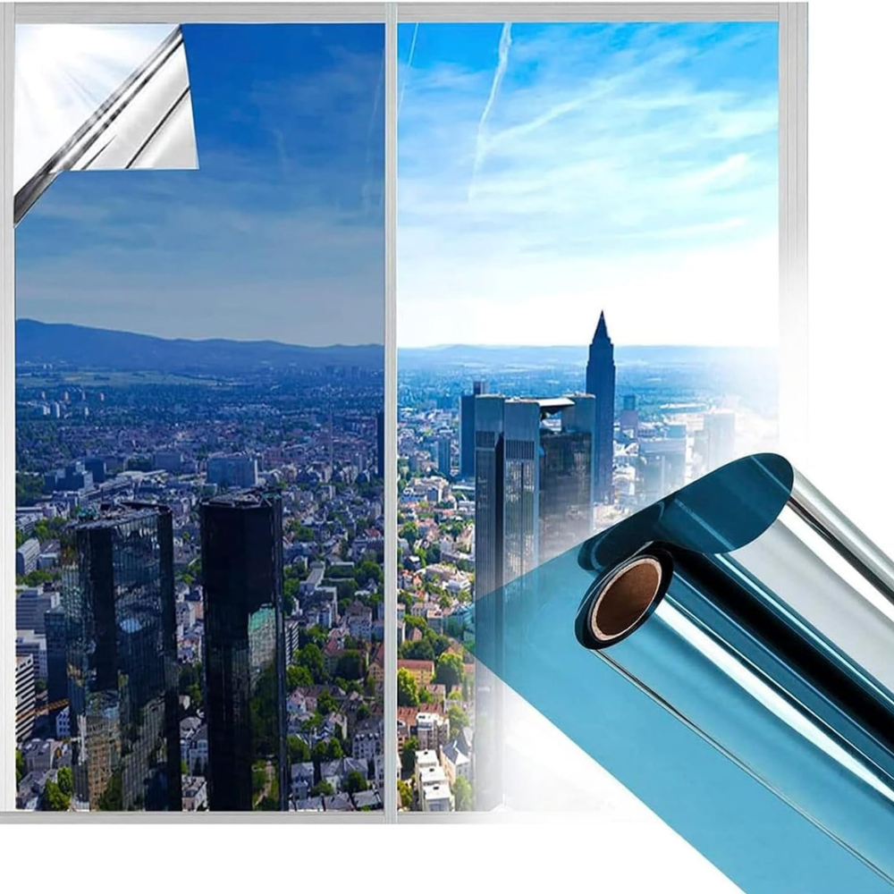 Película reflectante para ventanas: privacidad, ahorro de energía, aislamiento térmico. Vidrio fácil.