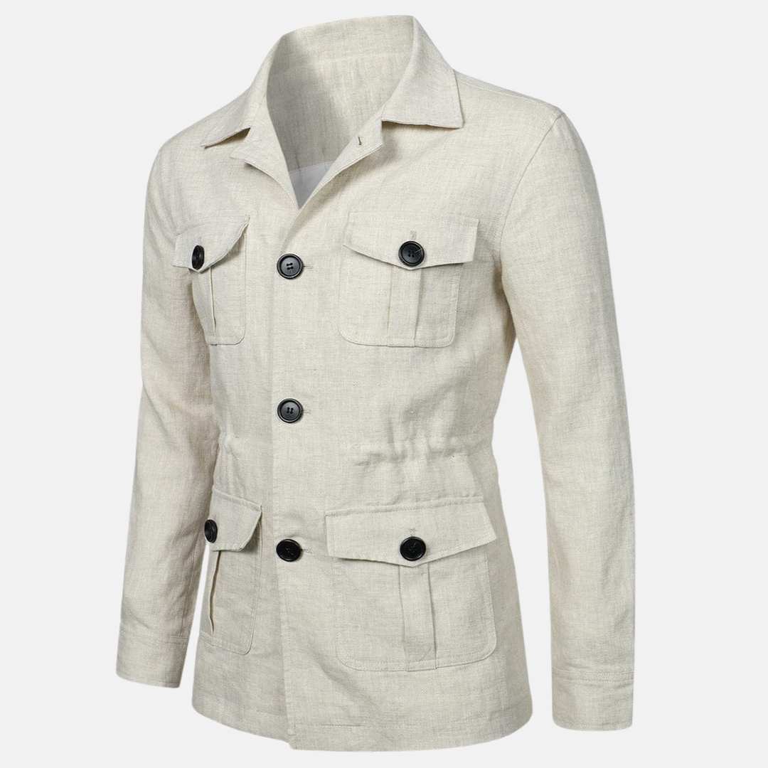 Chaqueta de hombre clásica, estilo atemporal, botones y bolsillos funcionales. Perfecta para moda masculina.