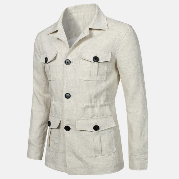 Chaqueta de hombre clásica, estilo atemporal, botones y bolsillos funcionales. Perfecta para moda masculina.