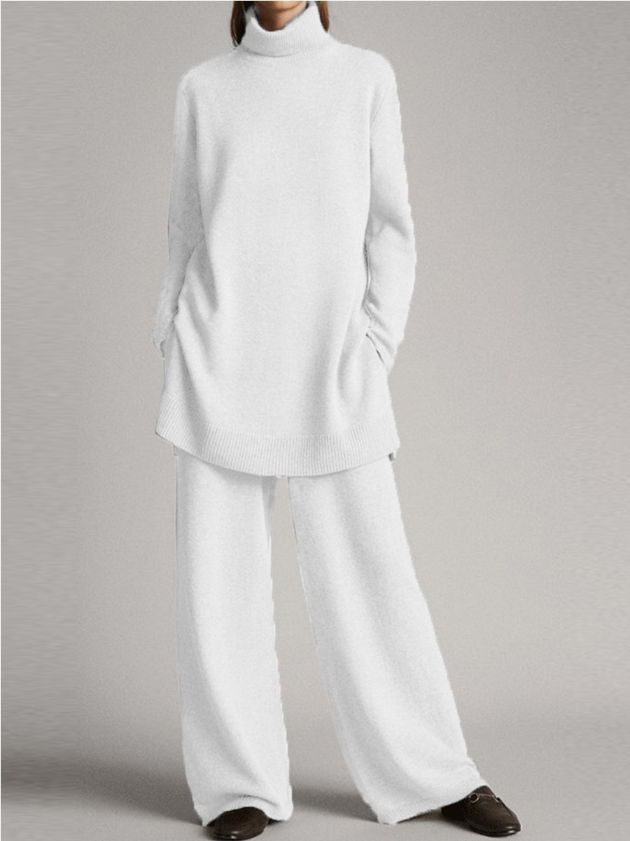 Conjunto de pantalón y top de punto para mujer. Moda cómoda y casual perfecta para el día a día.
