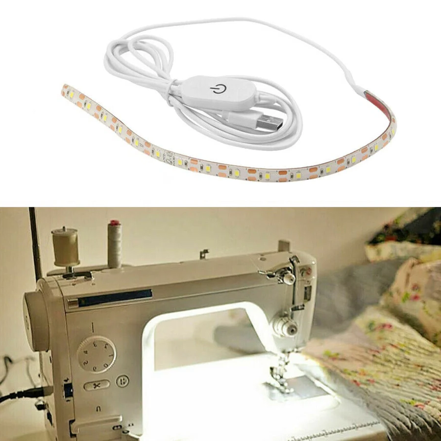 Tira de luz LED brillante para máquina de coser, elimina sombras, ofreciendo iluminación óptima y confort visual.