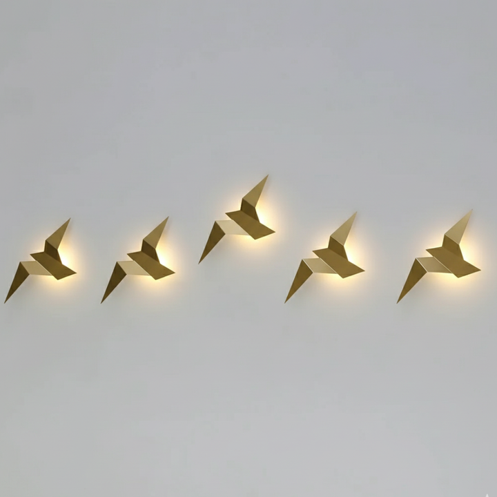 Aplique de pared LED estilo origami, diseño japonés. Luz moderna, disponible con tonos cálidos, fríos o naturales.