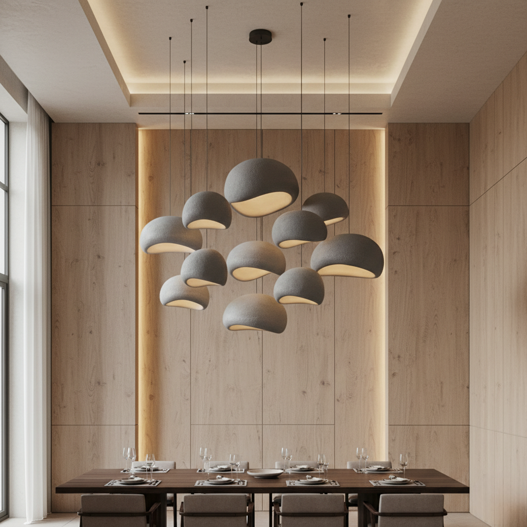 Decoración de hogar con lámpara colgante escultural Galet Air, ilumina con diseño y luz ambiental.