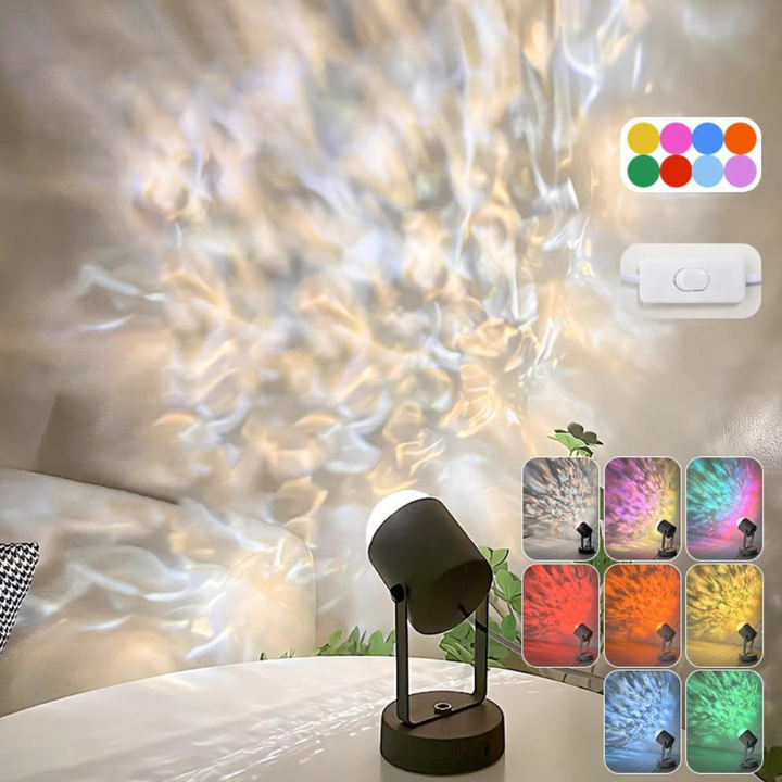 Decoración de mesa con lámpara RGB, efectos de luz dinámicos para el hogar.