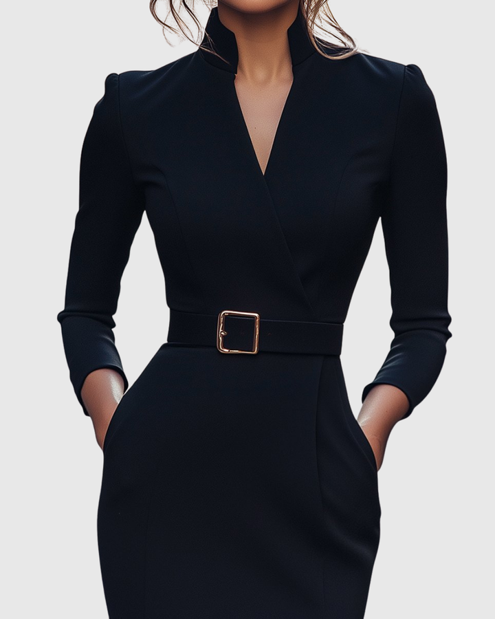 Vestido elegante negro Claribel para mujer, versátil para celebraciones nocturnas.
